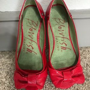 Blowfish Open Toe red flats